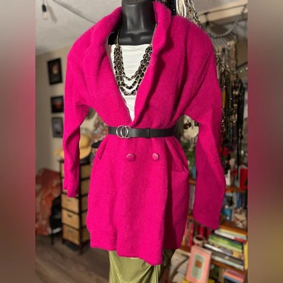 Vintage P.G.E. Mohair Knit Coatigan Blazer • Majestic Magenta • Oversized Luxe - Picture 14 of 17